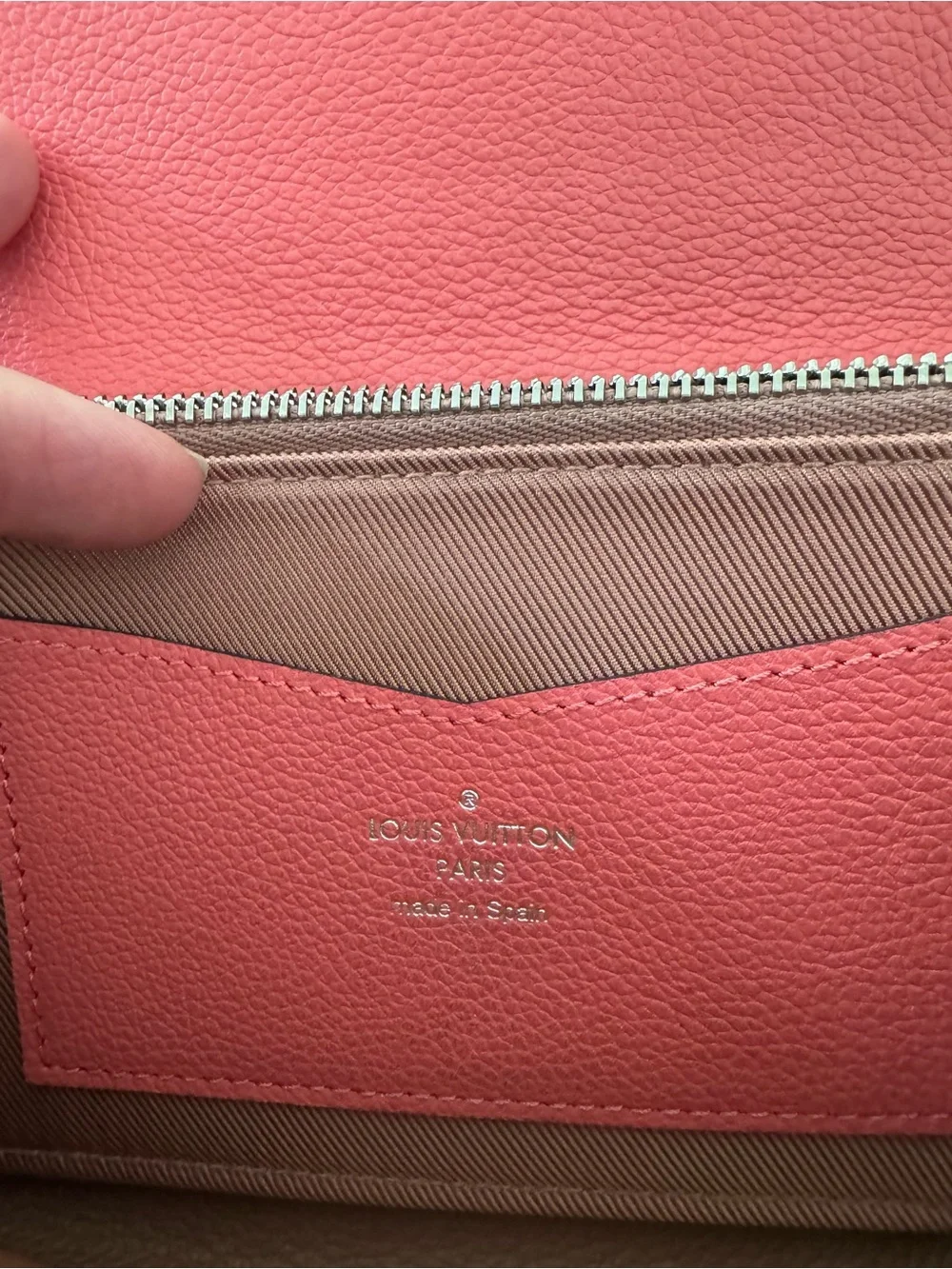 Louis Vuitton Pink and Brown Crossbody Wallet with Gold Chain